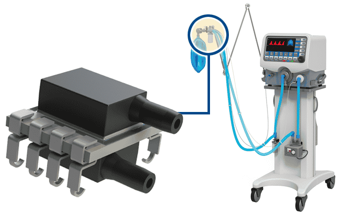 LP Series pressure sensor in a mechanical ventilator